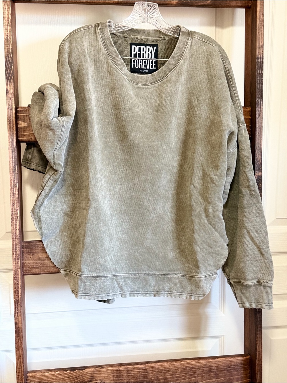 Pebby Forevee Side Slit Crewneck in Olive - Picture 3 of 5